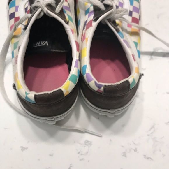 Vans checkered multi colored missy skater shoes Sz 5 - Picture 2 of 5